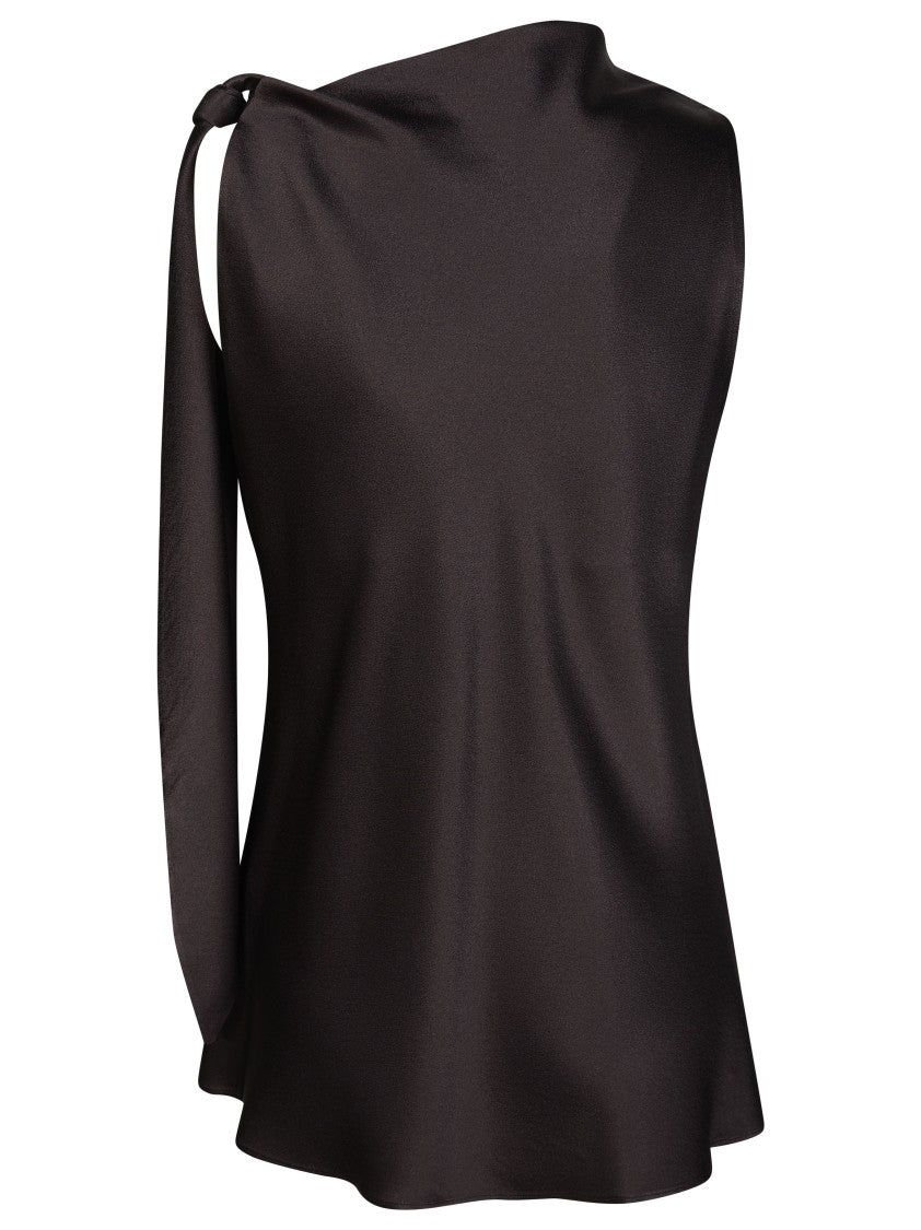 Antonelli Firenze Black Fiocco Single Shoulder Satin Top