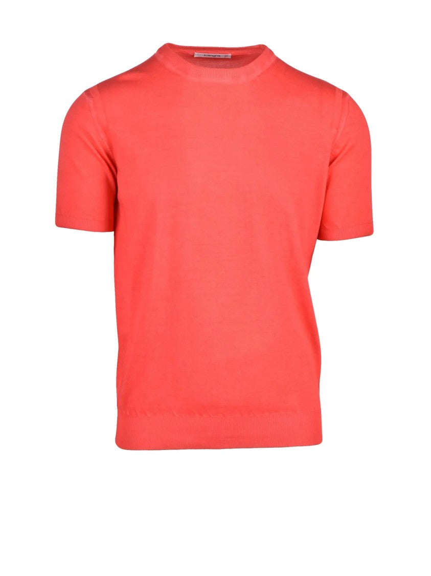 Kangra Red Crew Neck Cotton Knit Top