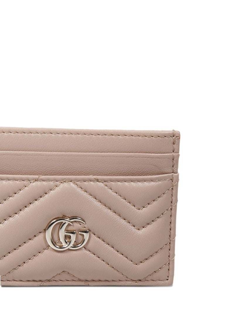 Gucci Chevron-Quilted Lamb Leather Cardholder With Metallic Detail