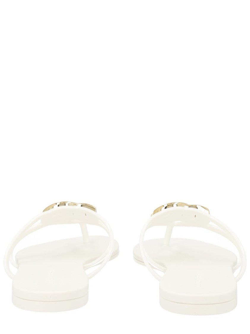 Dolce & Gabbana Gold Logo Tpu Thong Sandals