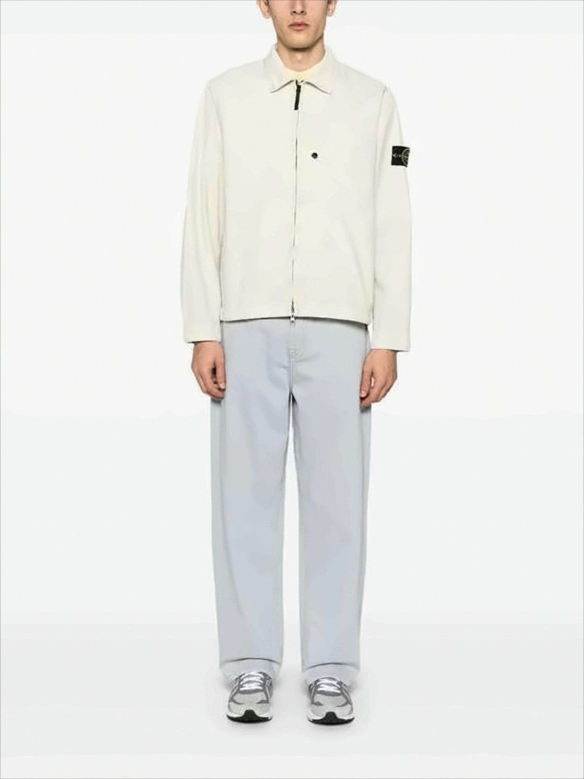 Stone Island Sand Long-Sleeve Shirt With Zipper Closure