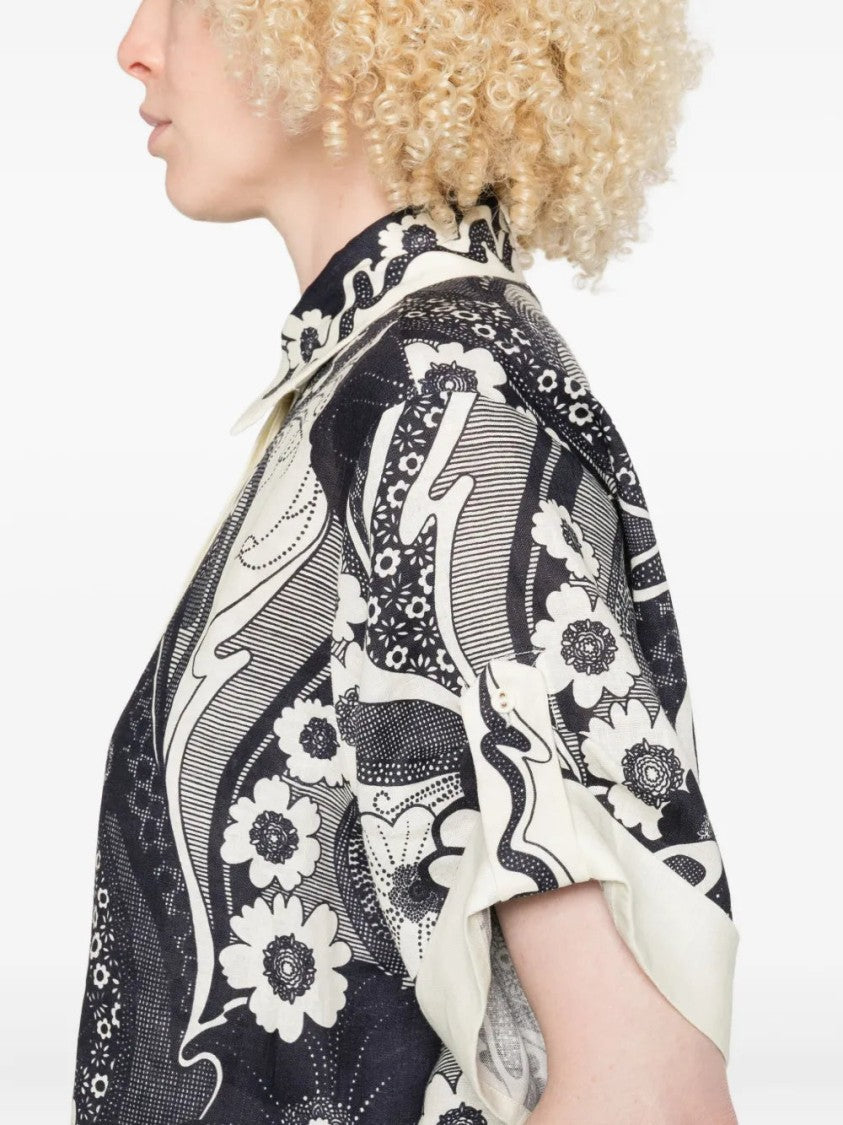 Alemais Floral-Print Short-Sleeve Shirt