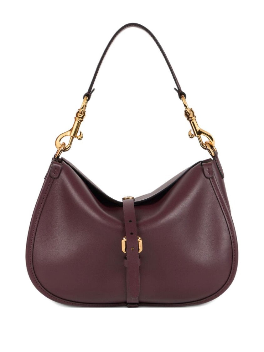 Etro Bordeaux Leather Shoulder Bag With Suede Interior