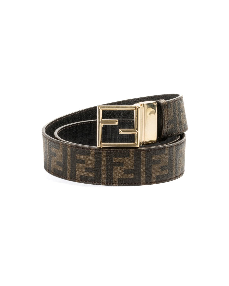 Fendi Brown/Black Ff Logomania Reversible Belt