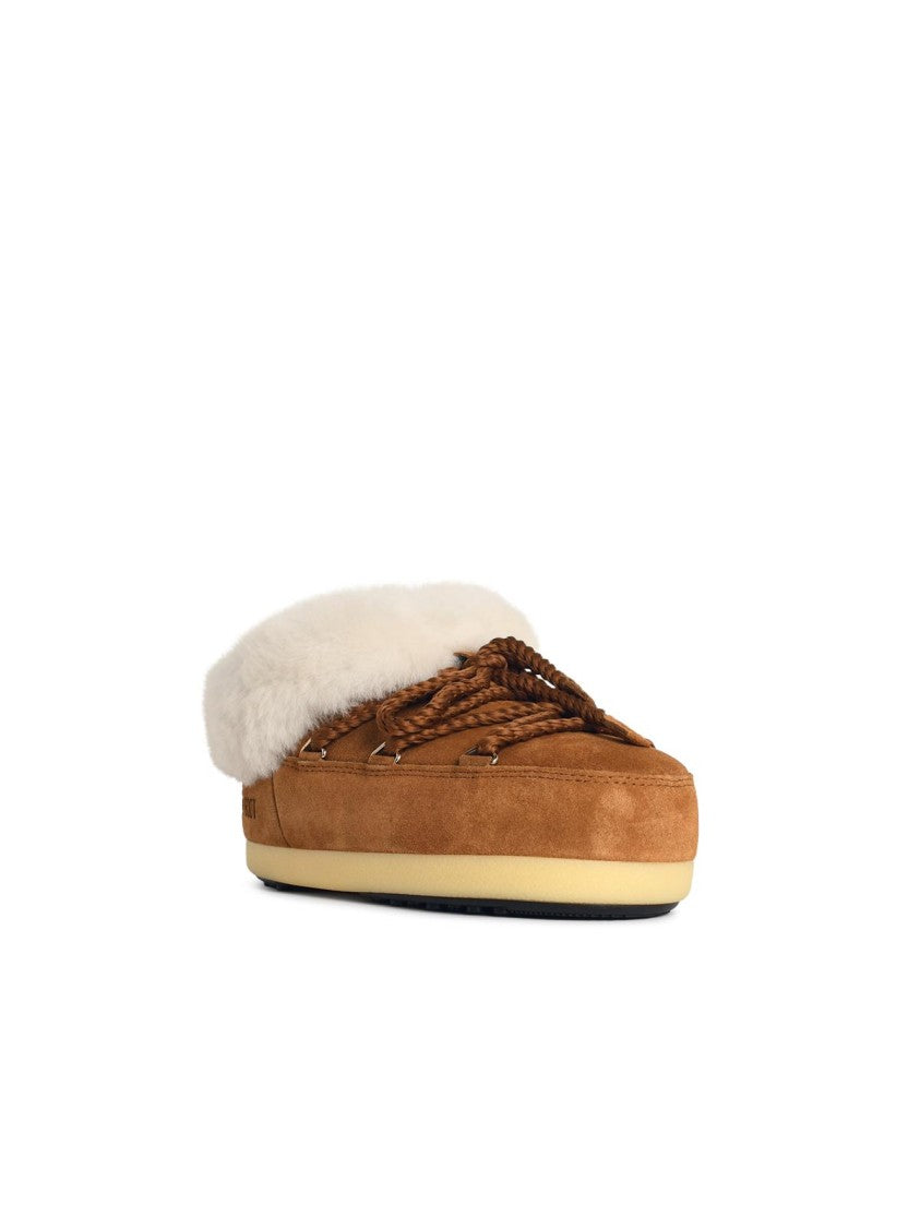 Moon Boot 'Evx' Cognac Suede Slippers