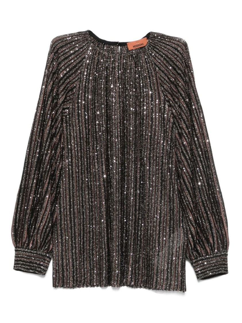 Missoni Textured Brown And Black Striped Sweater