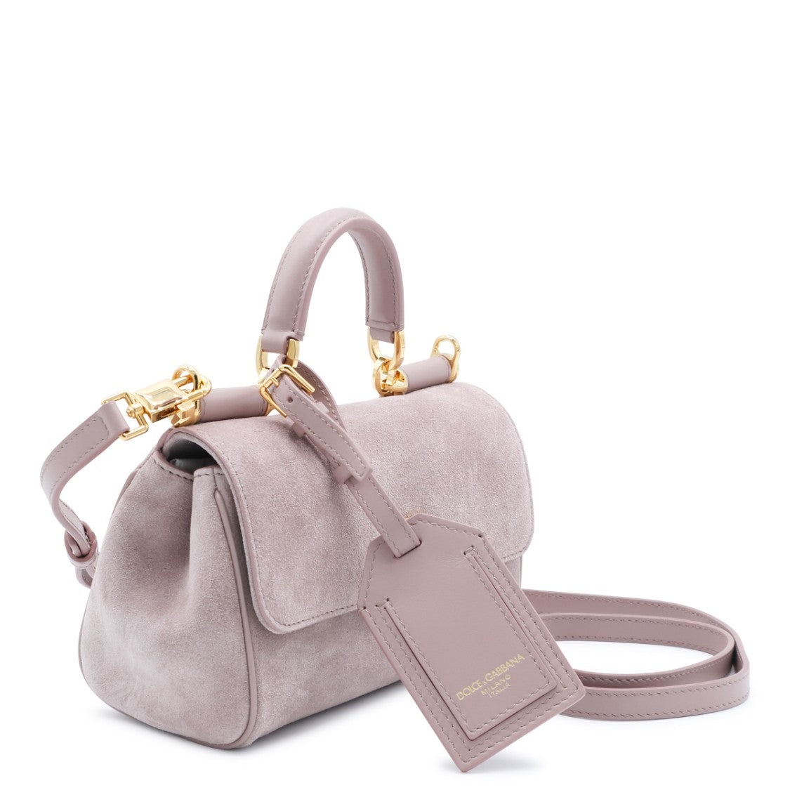 Dolce & Gabbana Structured Suede Handbag With Smooth Leather Accents