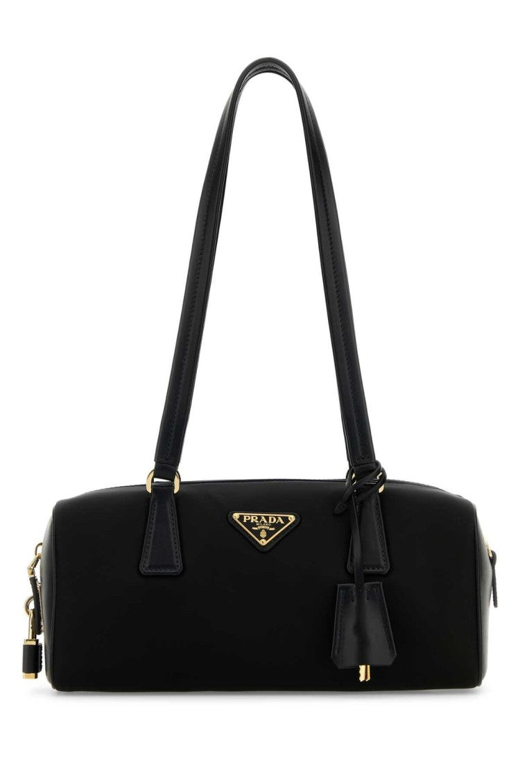 Prada Rectangular Shoulder Bag With Gold-Tone Logo Plaque