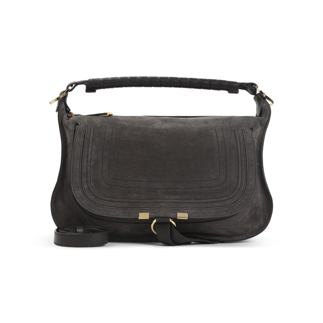 Chloé Suede Calf Leather Handbag With Curved Flap