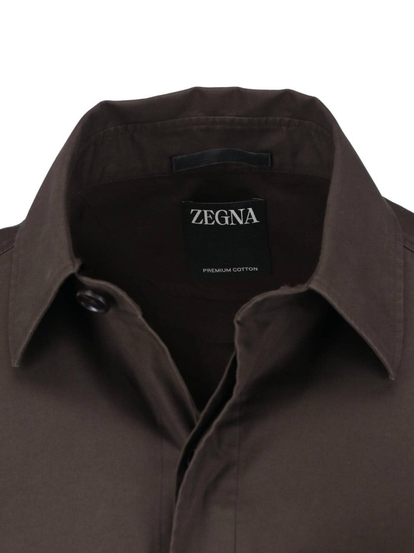 Zegna Brown Structured Tailored Silhouette Shirt
