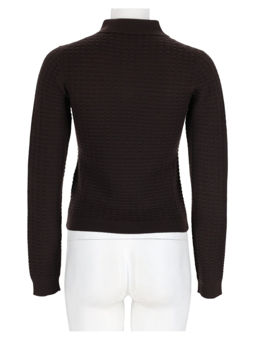 Guest In Residence Brown Textured Polo Collar Cashmere Sweater