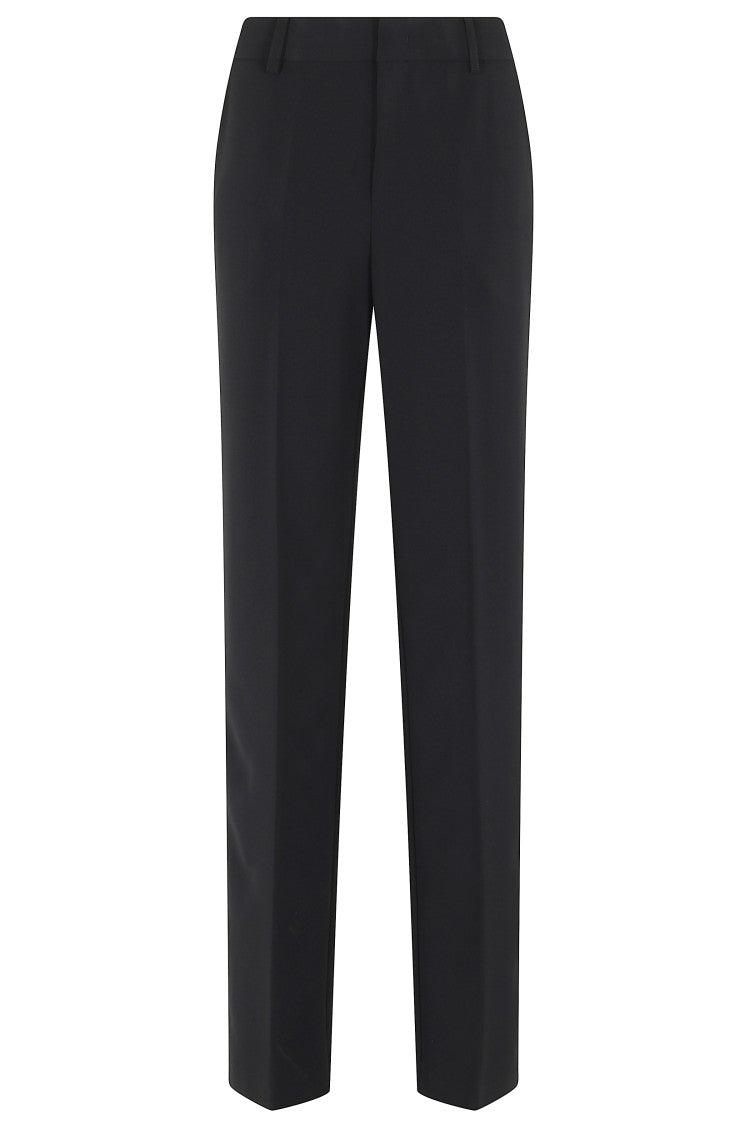 Federica Tosi Black Straight Cady Belt-Loops Polyester Formal Pants