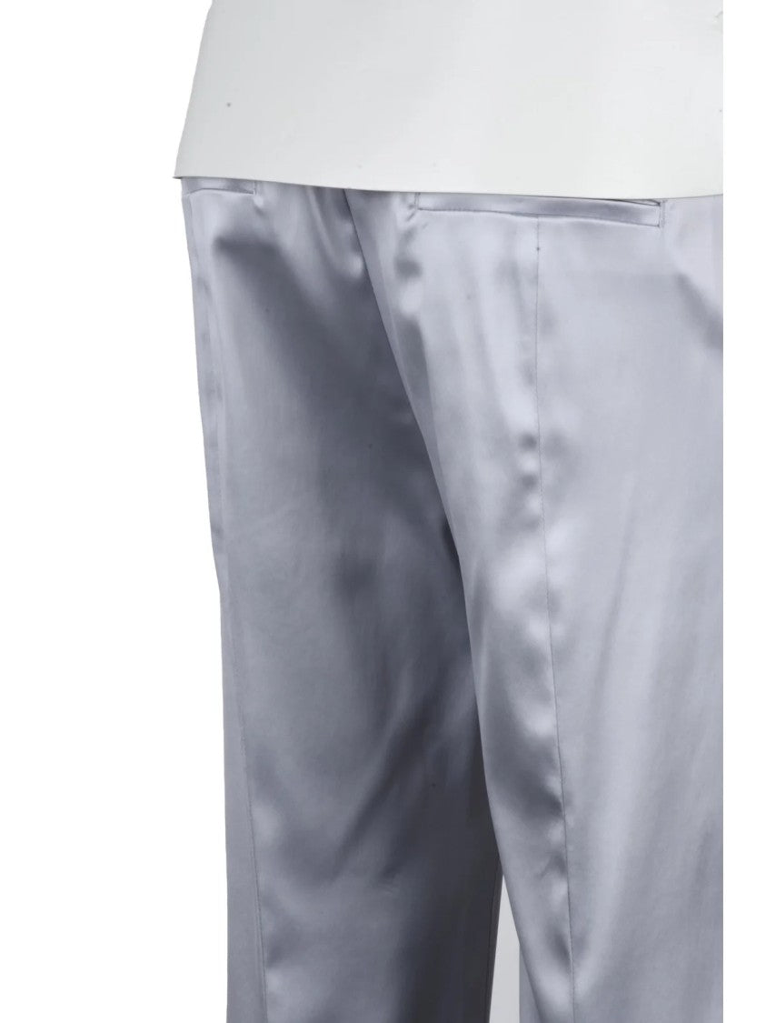 Sportmax Pearl Grey Stretch Acetate-Blend Flared Pants