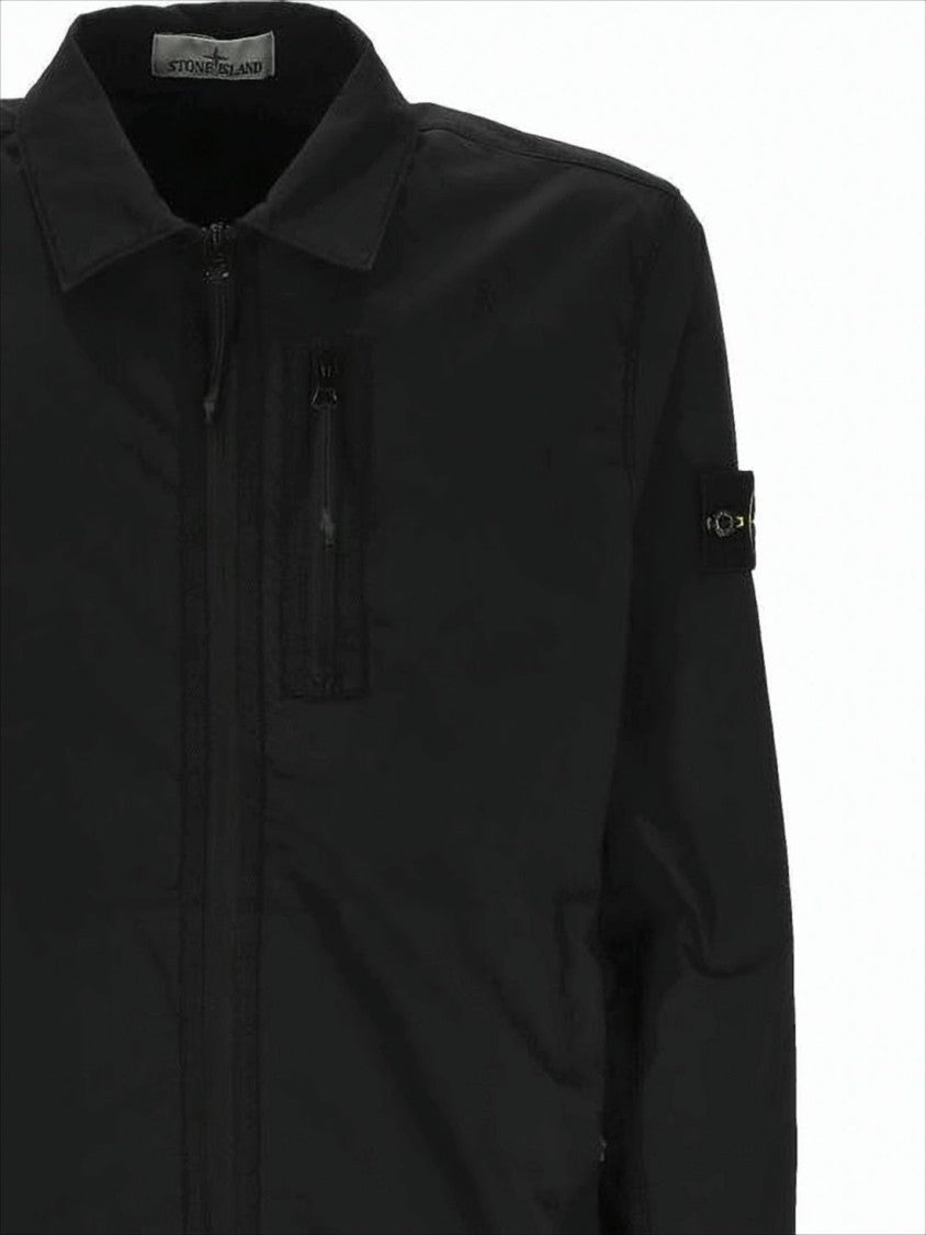 Stone Island Tailored Black Jacket With Zipper Closure