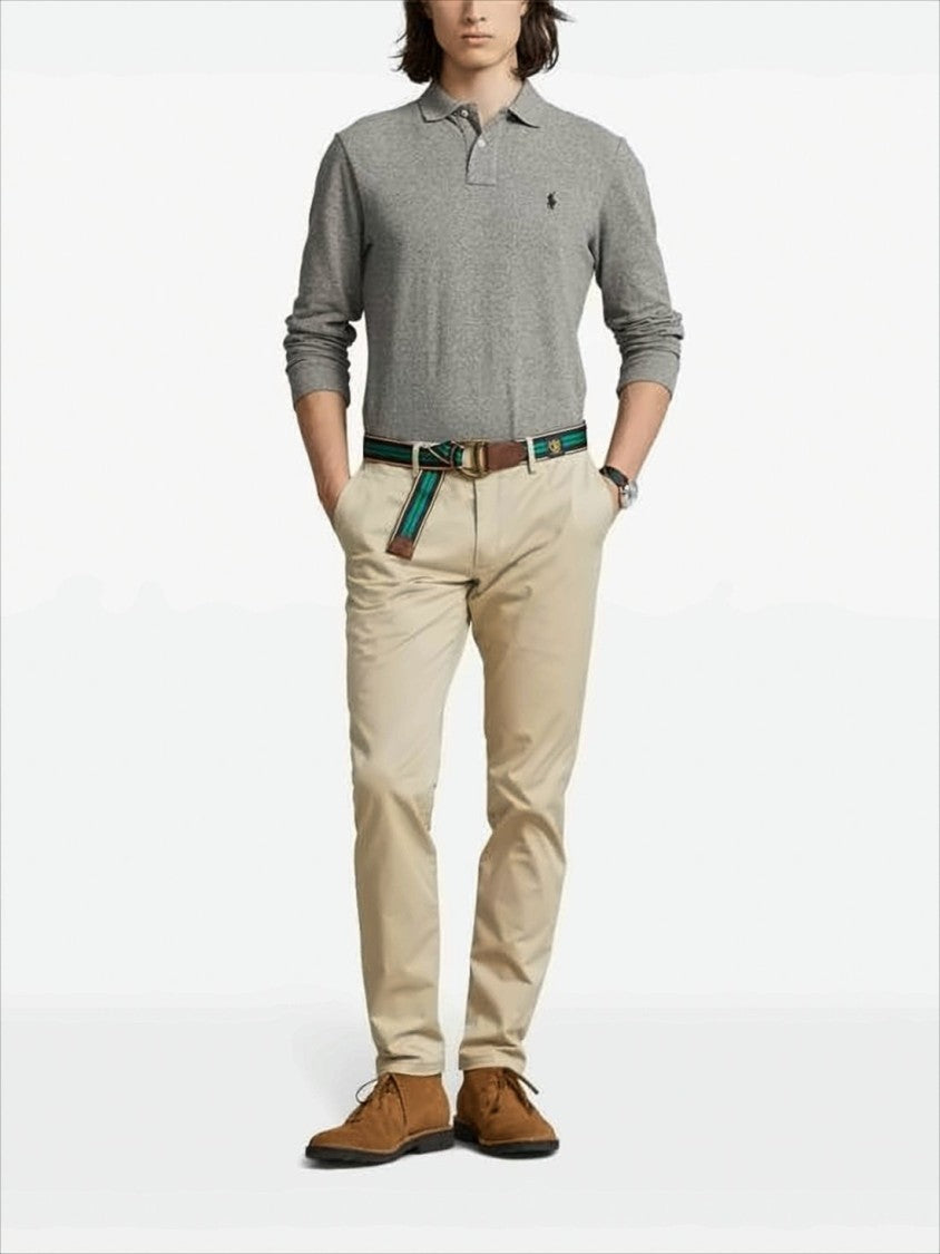 Polo Ralph Lauren Heather Grey Long-Sleeve Polo Shirt With Classic Collar