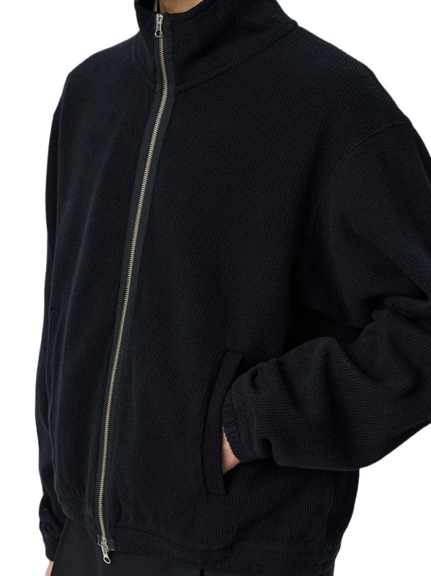 Mfpen Boxy Cropped High-Collar Textured Jacket