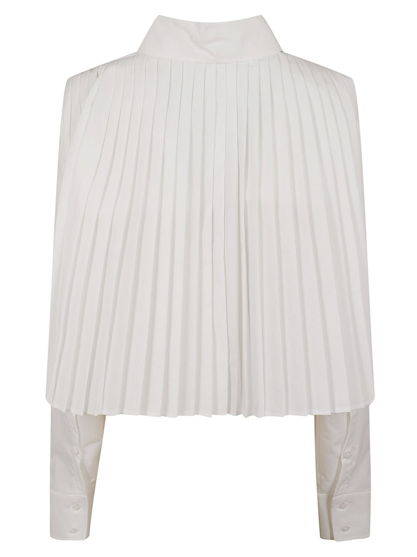 Max Mara Cropped Shirt With Fully Pleated Back And Asymmetrical Hem