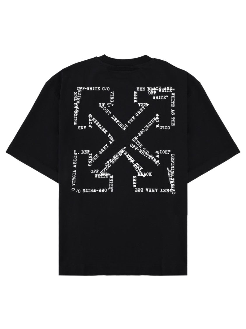Off-White Black Abstract Graphic Cotton T-Shirt