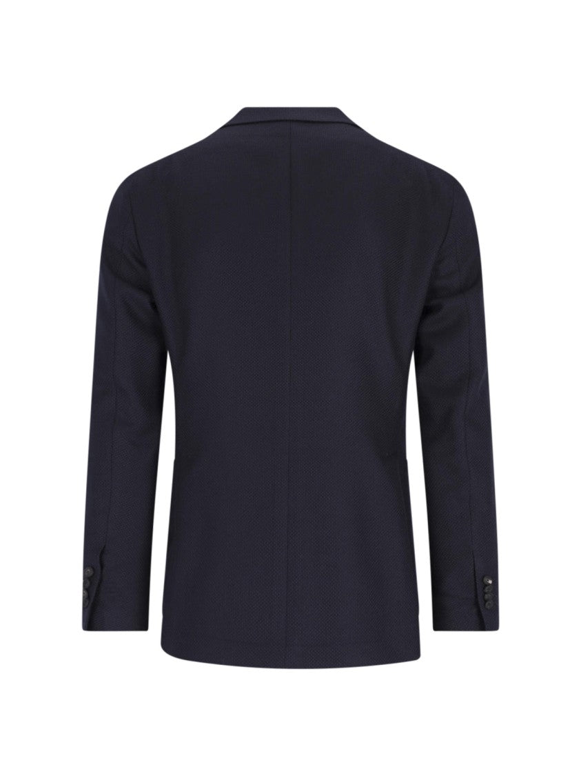 Tagliatore Double-Breasted Navy Wool Blazer With Notch Lapel