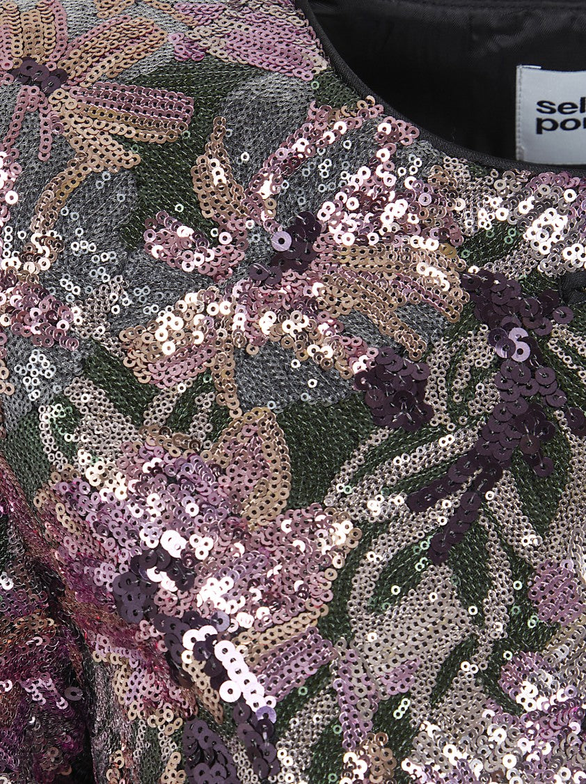 Self-Portrait Floral Sequin-Embellished Boxy Jacket