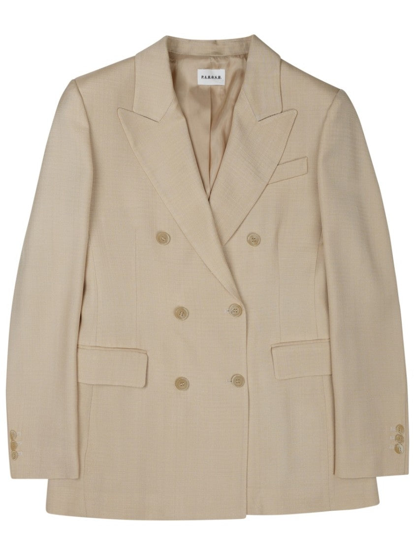 P.A.R.O.S.H. Double-Breasted Structured Jacket With Wide Lapels