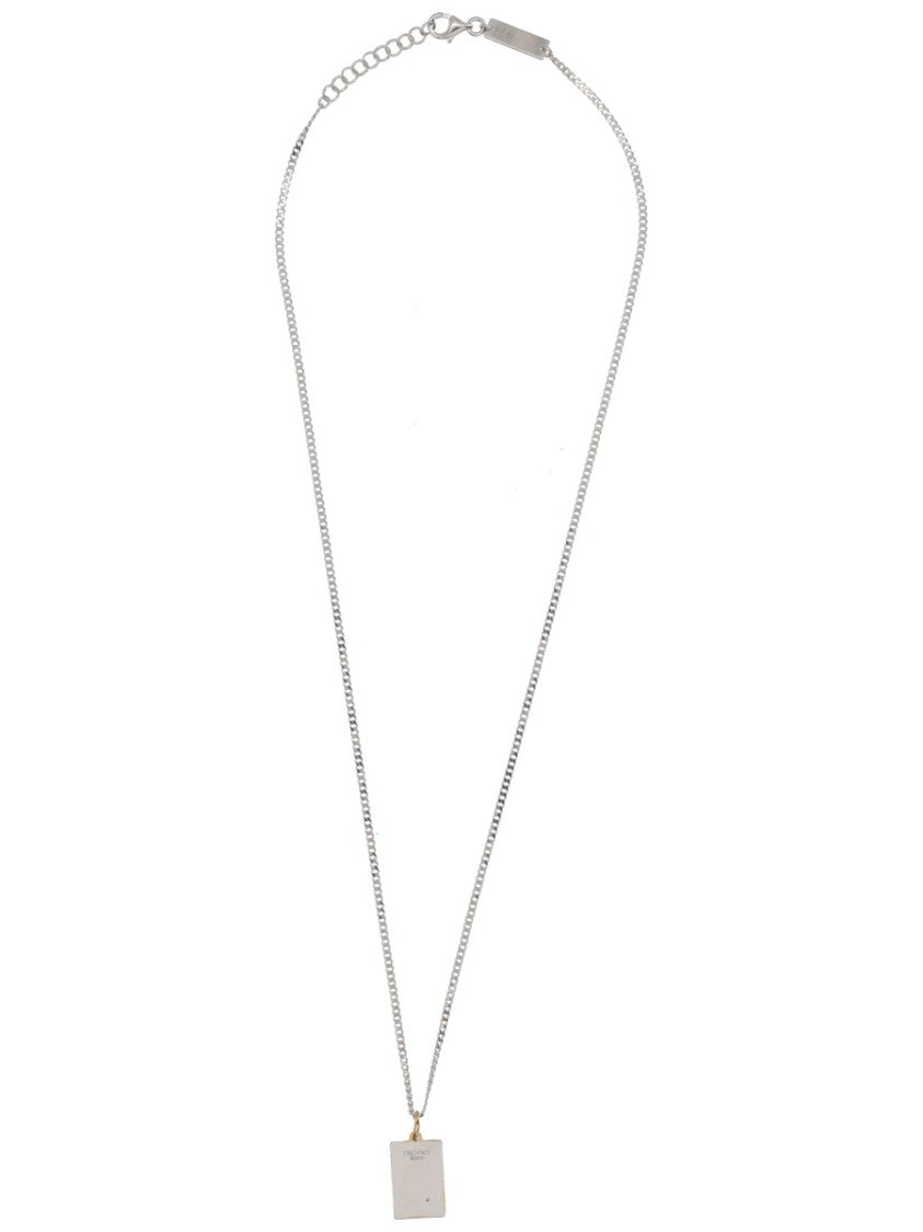 Maison Margiela Silver Numeric Engraved Rectangular Pendant Necklace