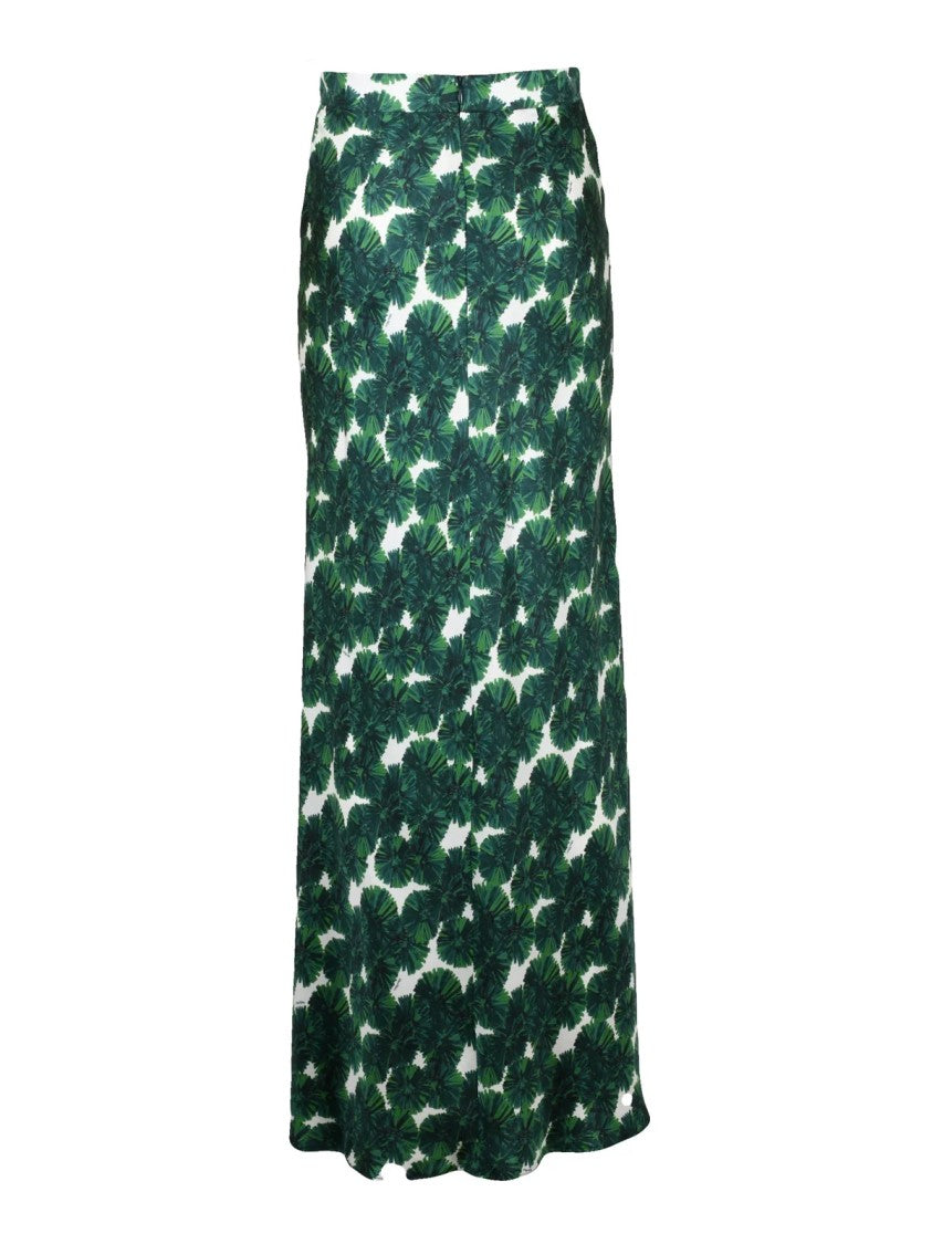 Max Mara High-Waisted Pure Silk Skirt With Leafy Pattern