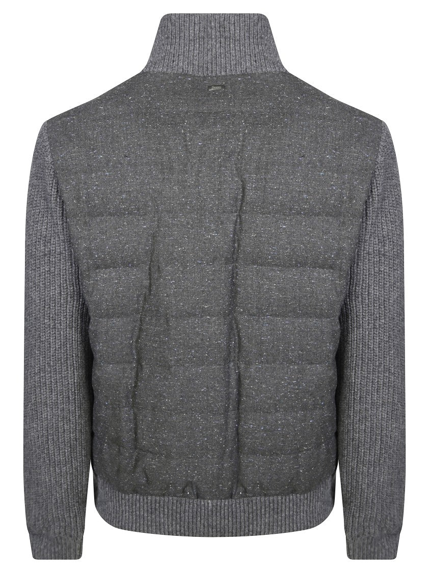 Herno Padded Bomber Jacket With Knitted Sleeves
