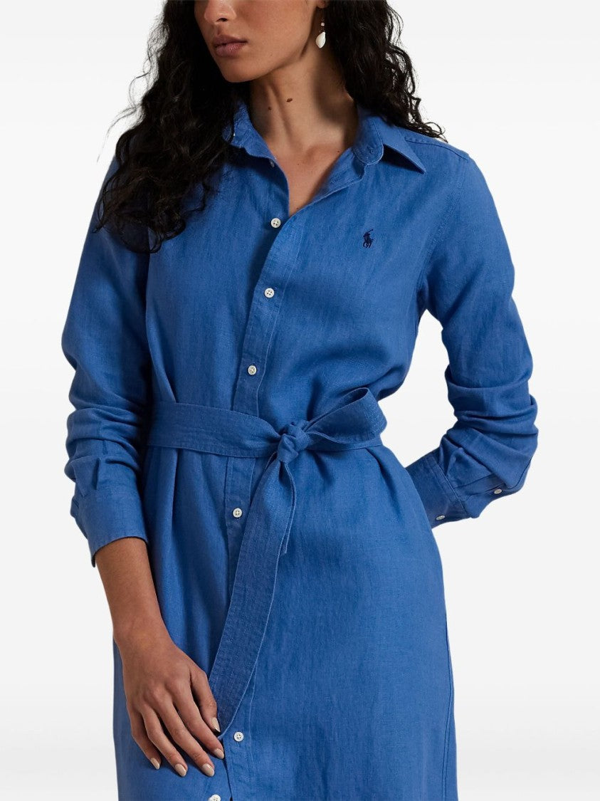 Polo Ralph Lauren Button-Down Linen Dress With Self-Tie Waist And Classic Collar