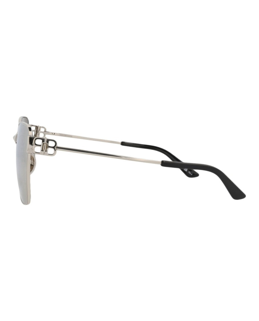 Balenciaga Square-Frame Metal Sunglasses