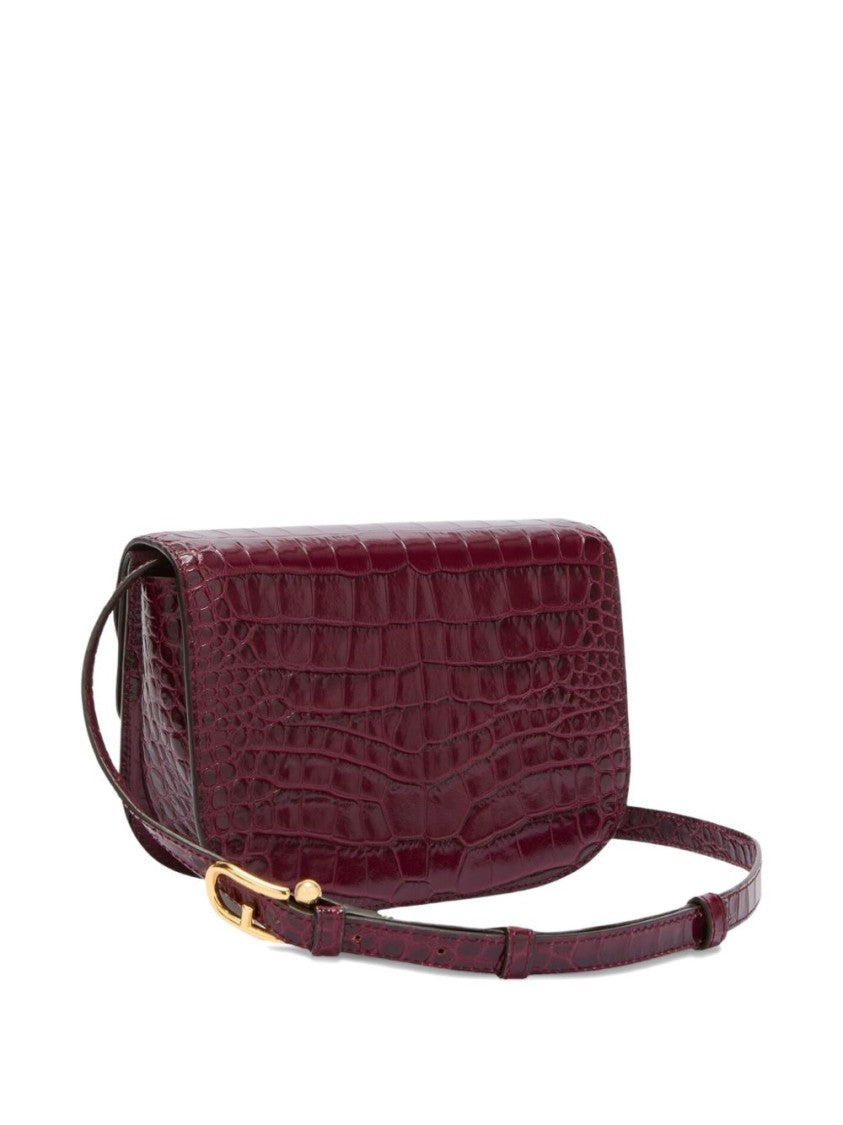 Furla Crocodile-Embossed Leather Bag With Gold-Tone Clasp