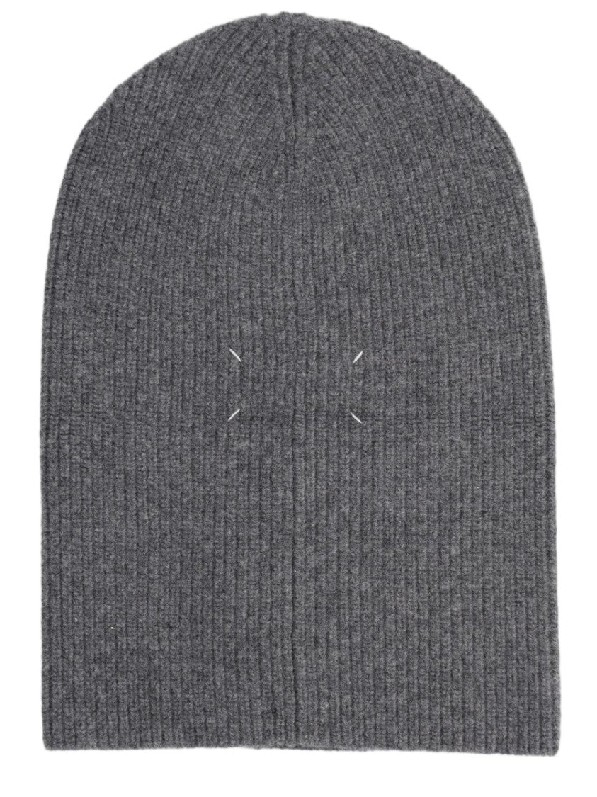 Maison Margiela Medium Grey Ribbed Knit Virgin Wool Beanie