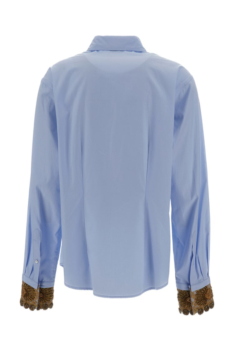 Dries Van Noten Light Blue Embroidered Cotton-Poplin Shirt