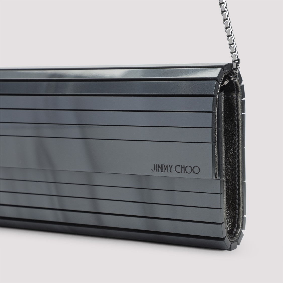 Jimmy Choo Grey Mother Of Pearl Leather Sweetie Clutch