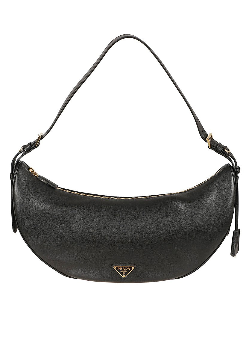 Prada Crescent-Shaped Suede Bag With Adjustable Strap