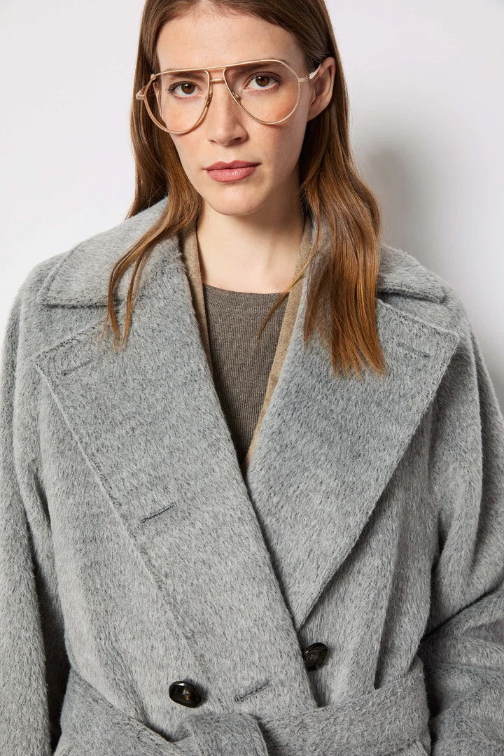 L.B.M. 1911 Double-Breasted Light Grey Coat With Tailoring Details