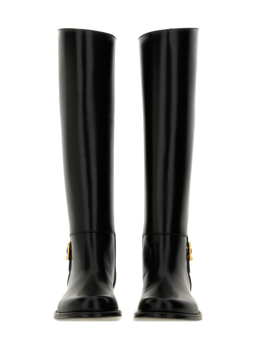 Saint Laurent Polished Black Calfskin Tall Boots