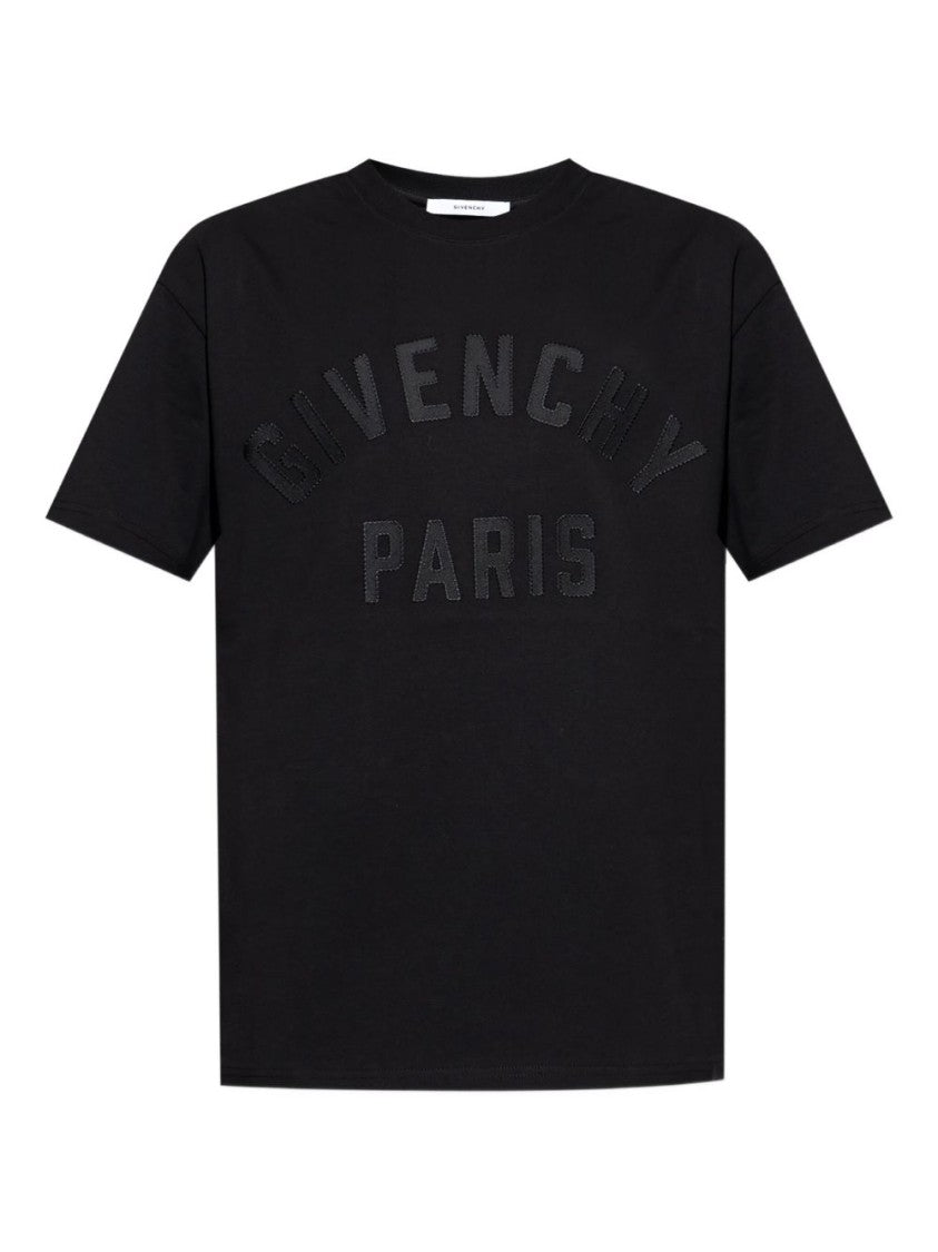 Givenchy Embroidered Slogan Black T-Shirt With Crew Neck