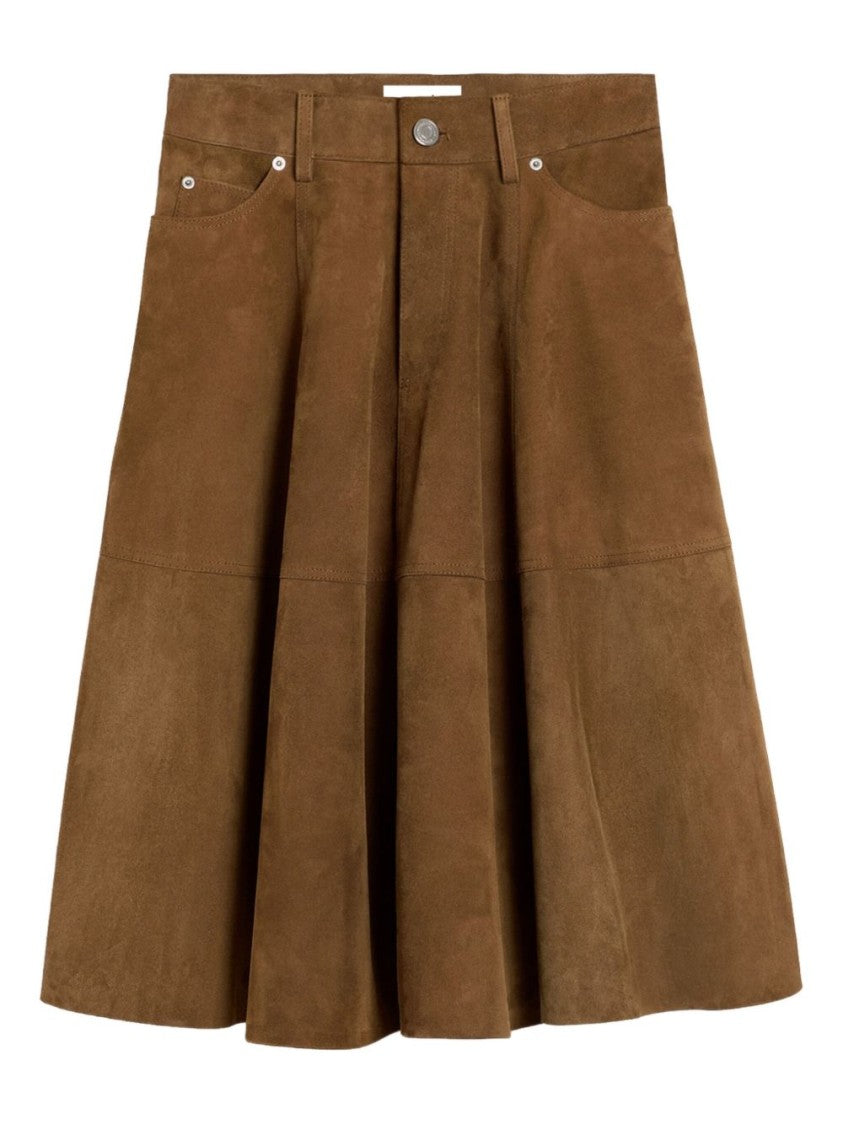 Ami Pleated Suede Skirt