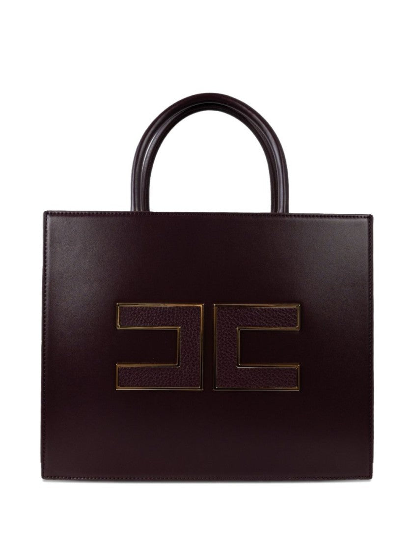 Elisabetta Franchi Structured Handbag With Prominent Logo Embellishment