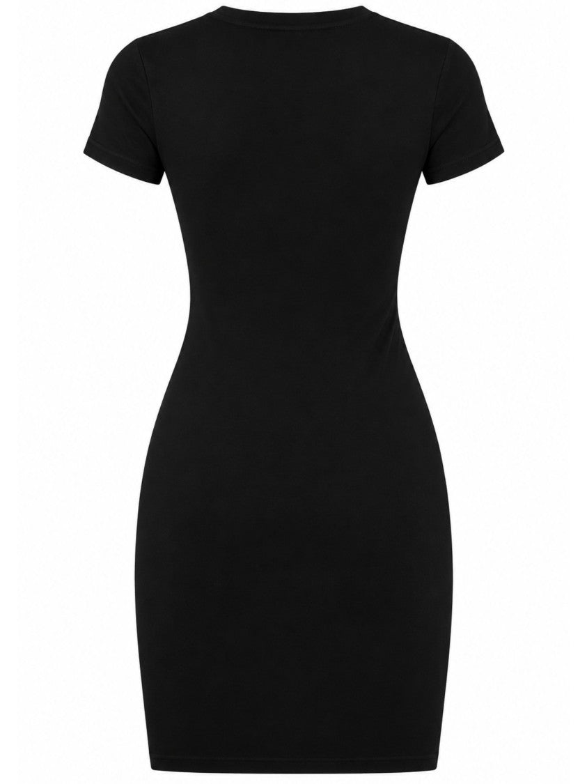 Alexander Wang Black Logo Crewneck Cotton Mini Dress