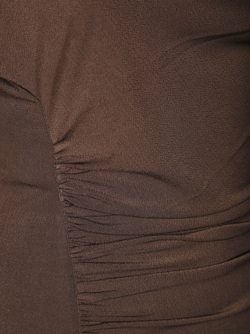 The Andamane Asymmetrical Off-Shoulder Brown Top