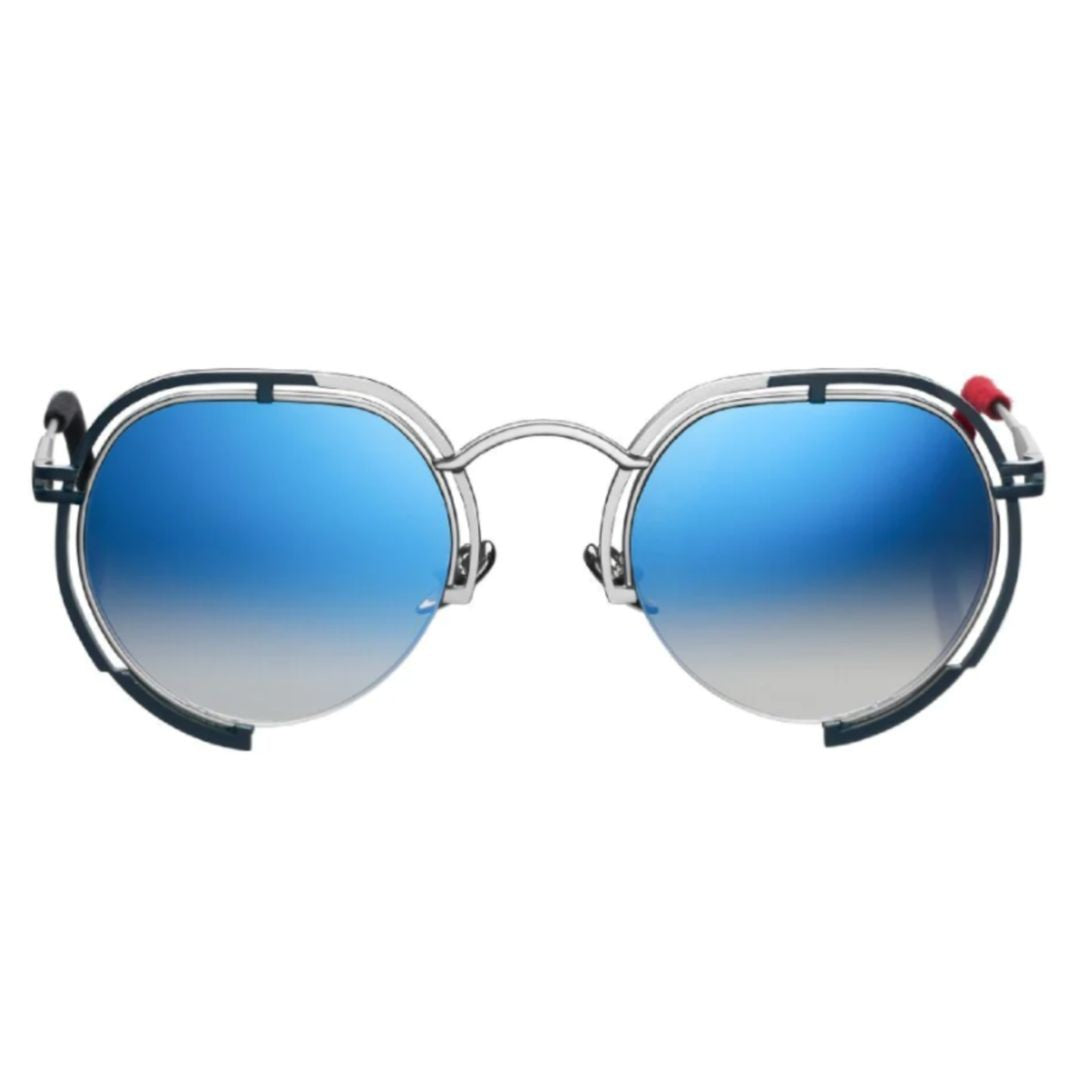 Vysen P-2 Round Gradient Blue Lens Sunglasses With Silver Frame