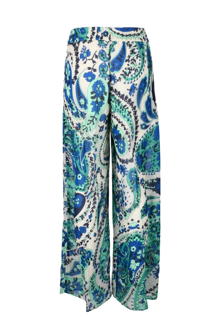 Twin-Set Multicolour Paisley Patterned Wide Leg Trousers