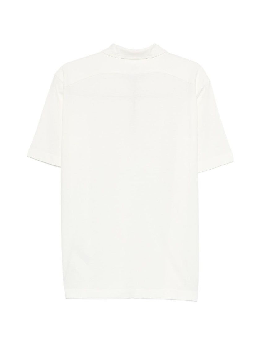 C.P. Company White Cotton Zip Detail Polo Shirt