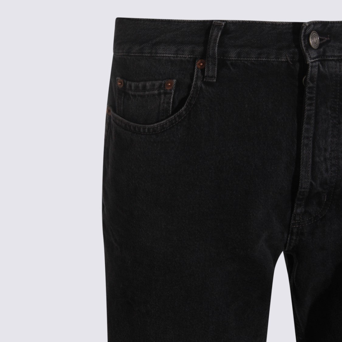 Saint Laurent Straight-Leg Denim Jeans With Button-Fly Closure And Rivet Accents