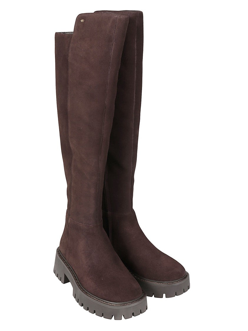 Michael Kors Asher Tall Brown Lug Sole Leather Boots