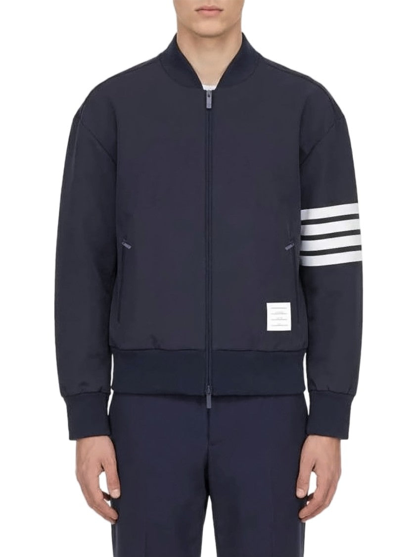 Thom Browne Minimalist Zip-Closure Jacket With Contrasting Stripes