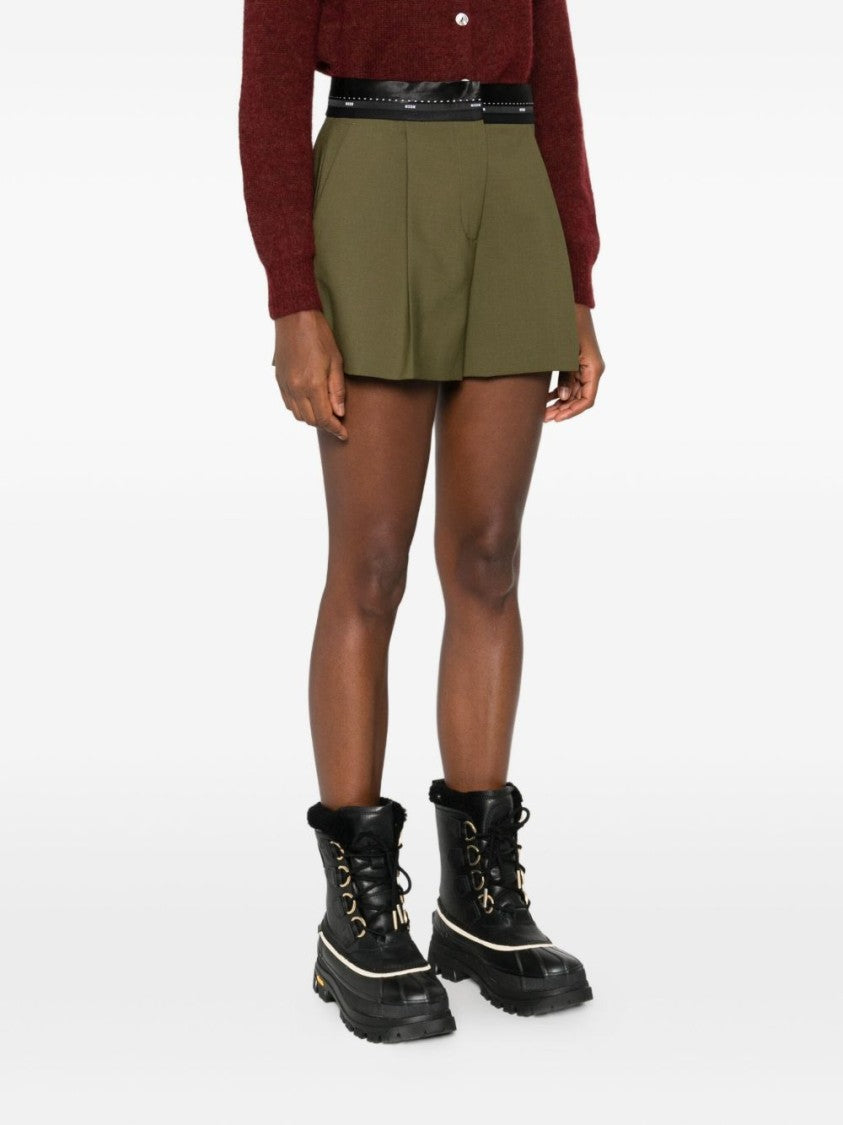 Msgm Tailored Green Shorts With High Waist