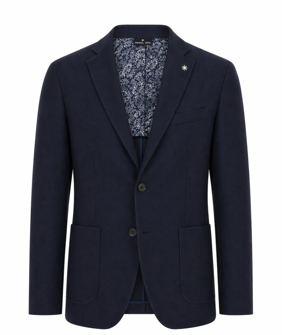 Manuel Ritz Navy Blue Half Lined Patch Jacket